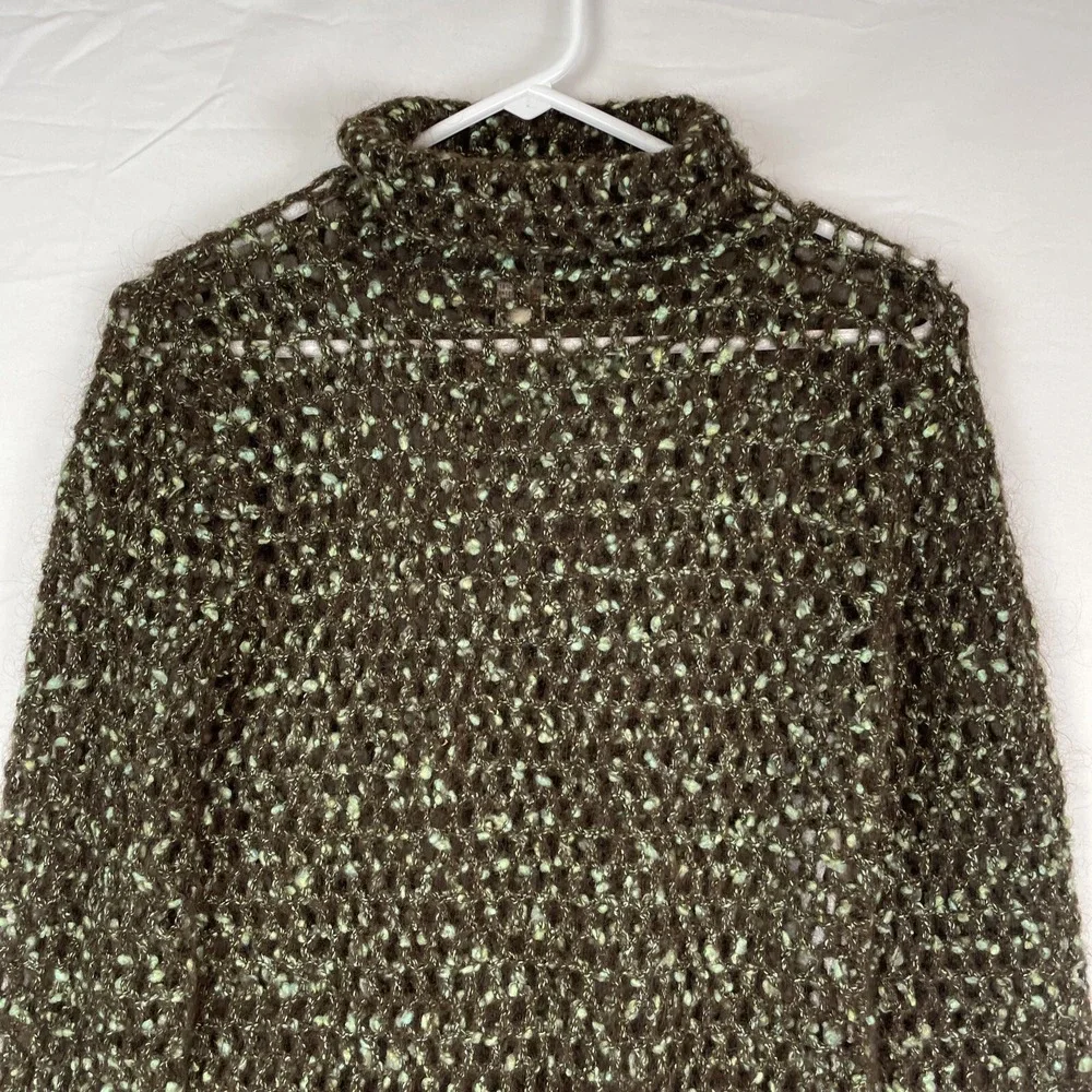 Free People Sweater Women's Size Small Open Knit Turtleneck Mohair‎ Cotton